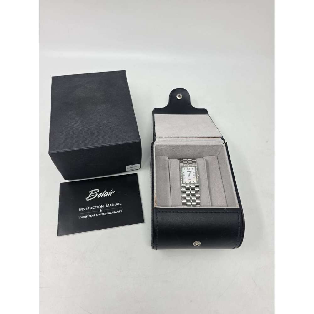 Belair 5785 Tank Watch Mother of Pearl Diamond Dial Stainless Steel CIB Complete